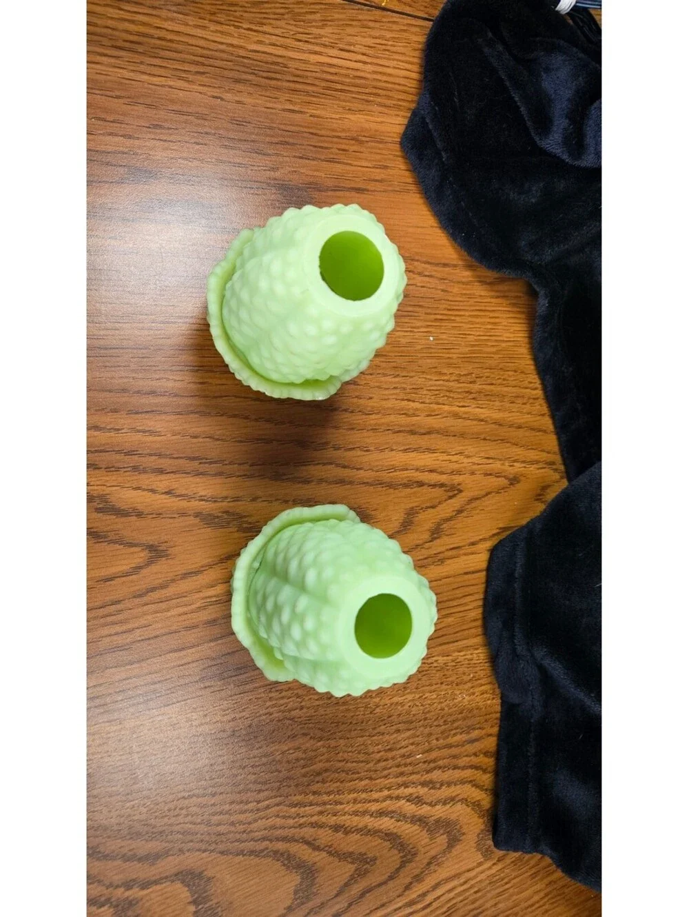 pair of Fairy Lamps Fenton lime sherbet uranium Glass